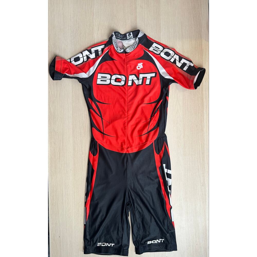 Rare Vintage Bont Cycling Black and Red Skinsuit - Large